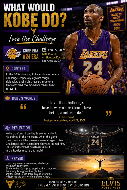 Love The Challenge — original What Would Kobe Do? banner with a reflection and prayer
