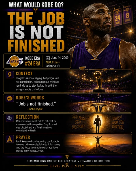 The Job Is Not Finished — original What Would Kobe Do? banner with a reflection and prayer