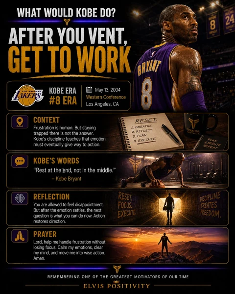 After You Vent, Get To Work — original What Would Kobe Do? banner with a reflection and prayer