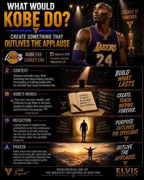 Create Something That Outlives The Applause — original What Would Kobe Do? banner with a reflection and prayer