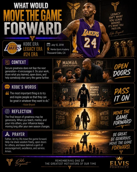 Move The Game Forward — original What Would Kobe Do? banner with a reflection and prayer